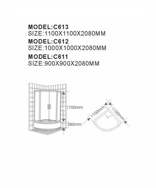 Shower enclosure C611 C612 C613